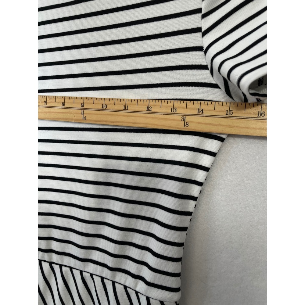 ZARA Trafaluc Bodycon Striped Midi Dress Women S Black White Short Sleeve Sheath - Picture 6 of 10